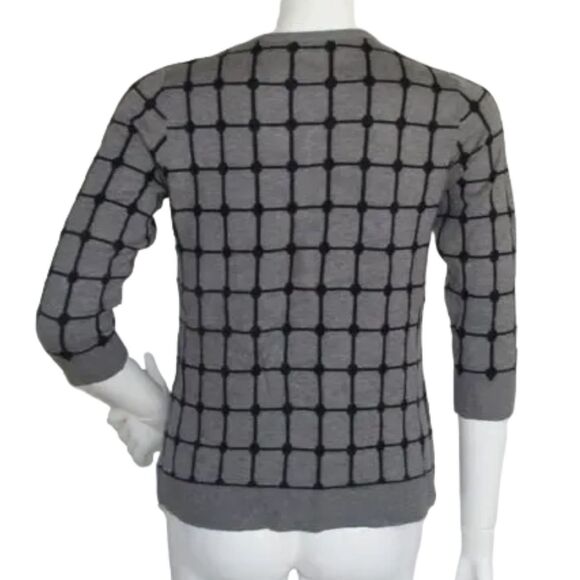 new COLDWATER CREEK Cardigan, XS/4-6 Windowpane, 3/4 sleeves, Gray & Black - Picture 5 of 13